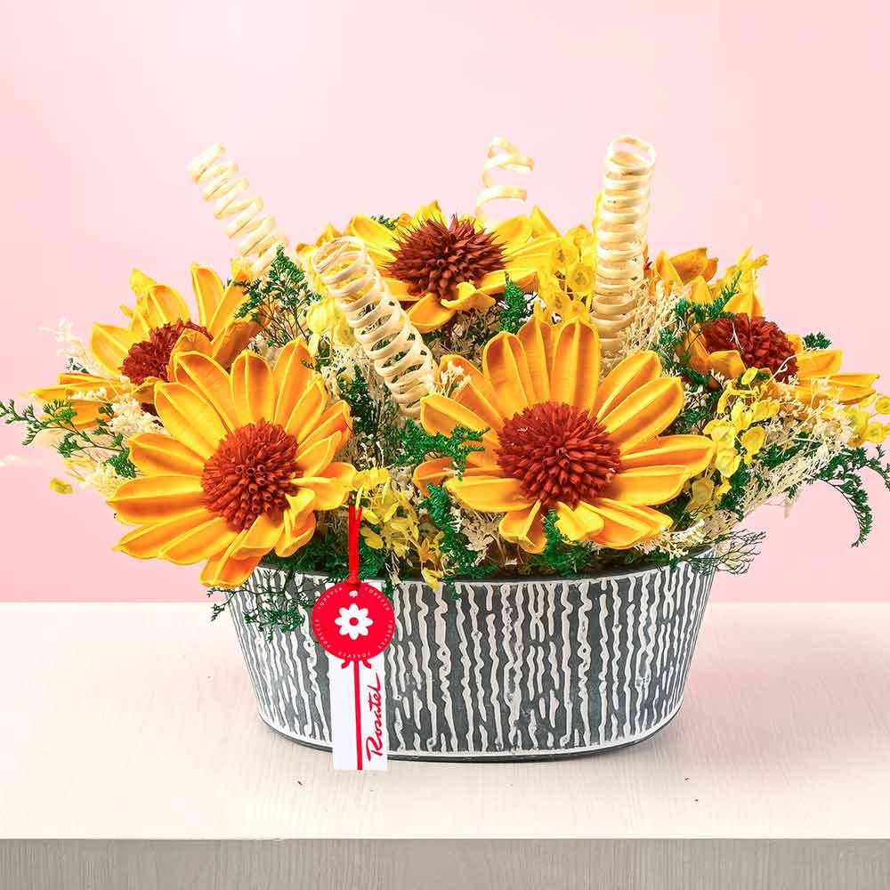 Arreglo Girasoles Maguei y Flores Secas