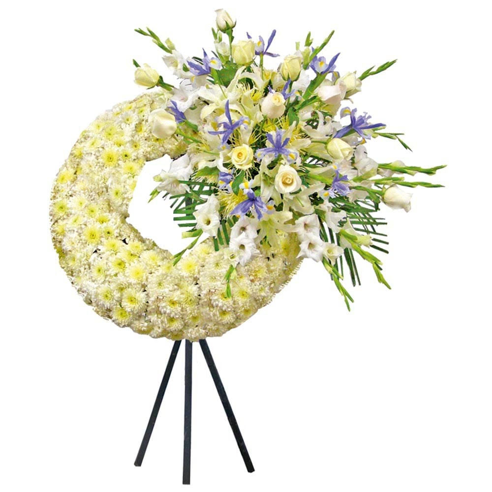 Corona Grande con 12 Rosas, Pompos y Flores