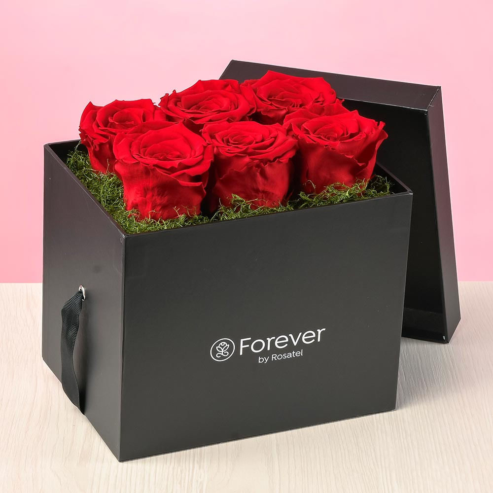 Sombrerera Rectangular Rosas Preservadas