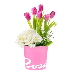 sombrerera-rosada-mediana-con-6-tulipanes-fucsia-hortensia-y-flores