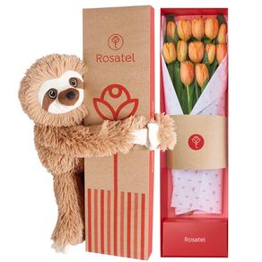 caja-natural-con-12-tulipanes-naranja-y-bowie