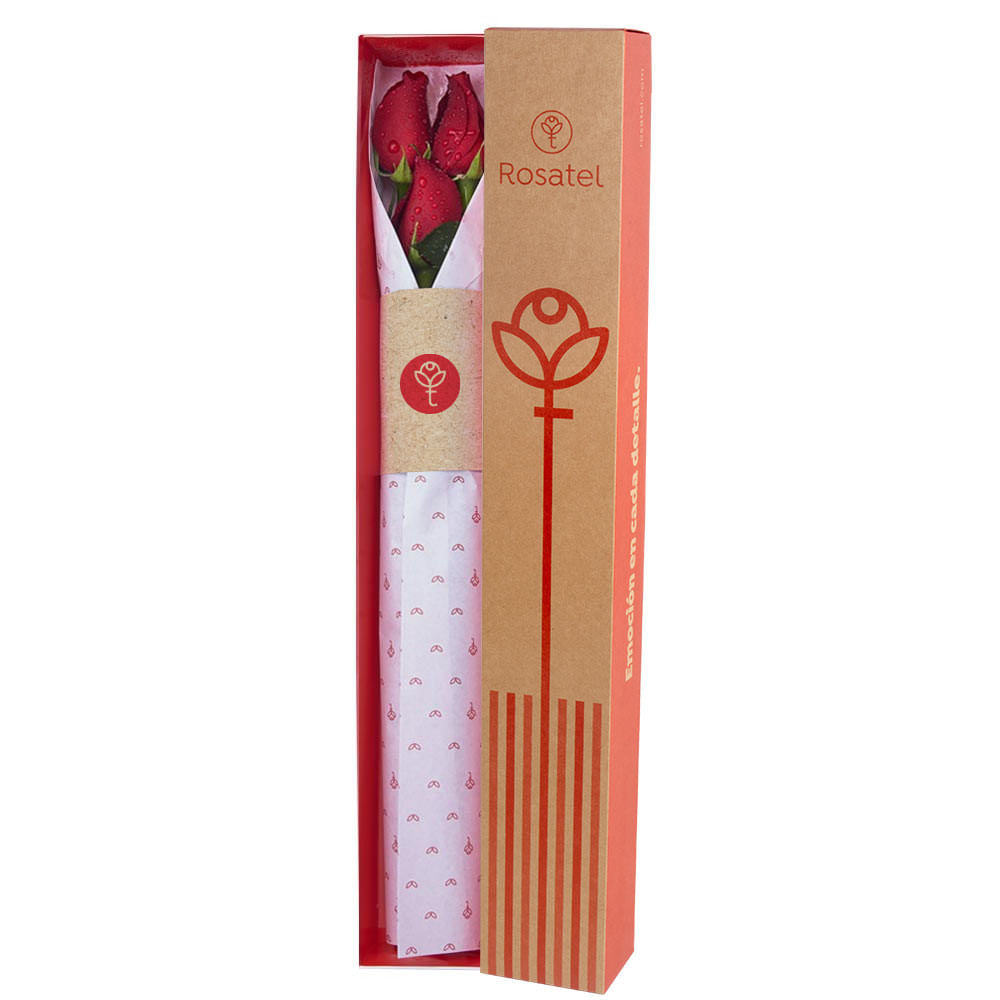 Caja Natural con 3 Rosas