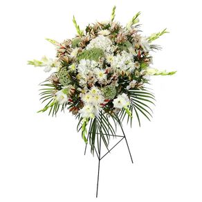 lagrima-con-tripode-floral-gladiolos-y-flores-funebres