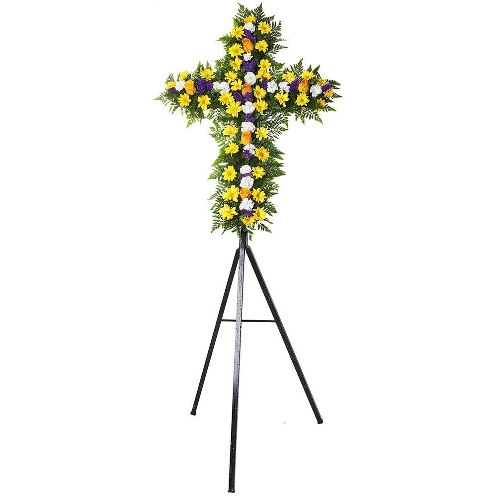 Cruz Pequeña Rosas y Flores Amarillas