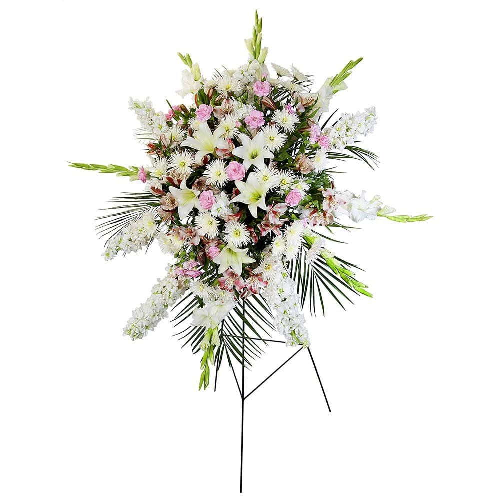 Lágrima con Trípode Gladiolos Blancos y Flores