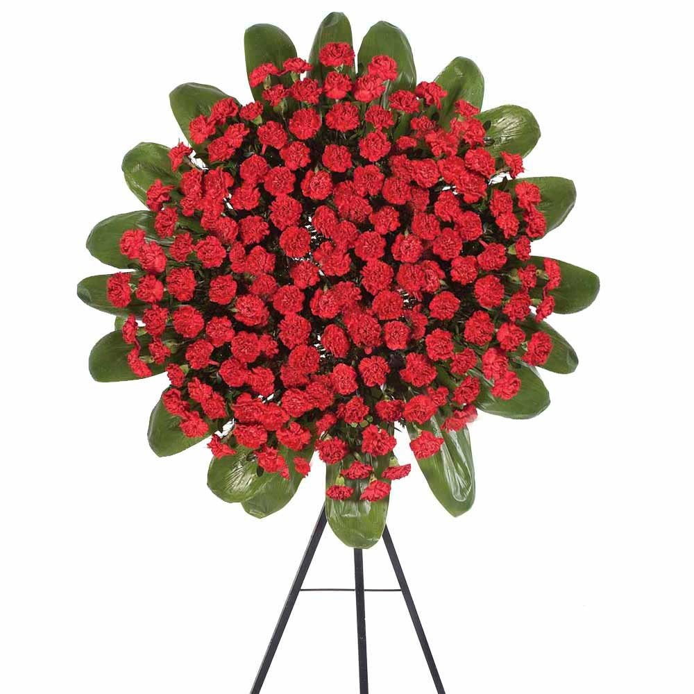 Corona con Claveles Rojos