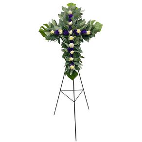 cruz-pequena-12-rosas-cremas-y-flores