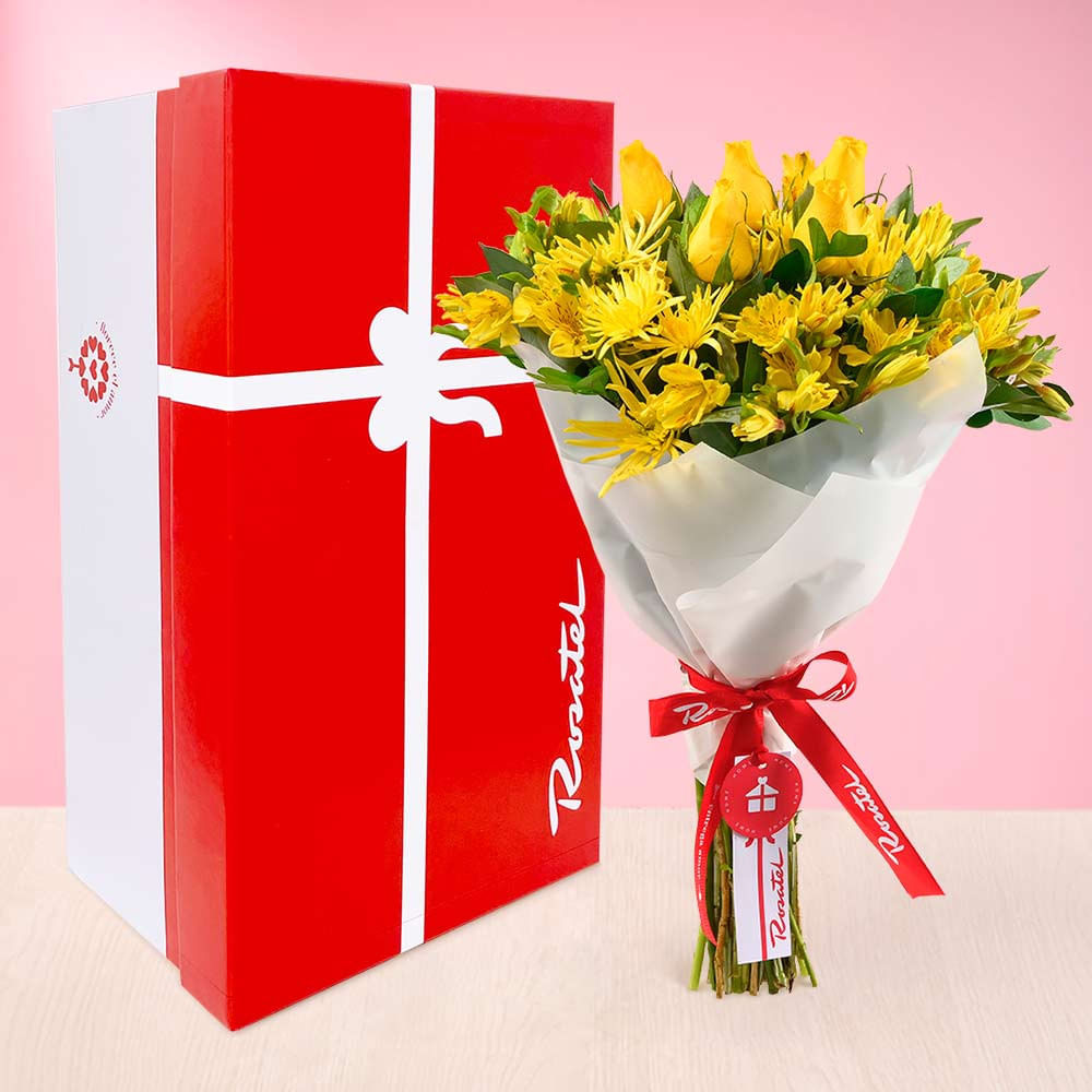 Ramo de Rosas y Flores Amarillas