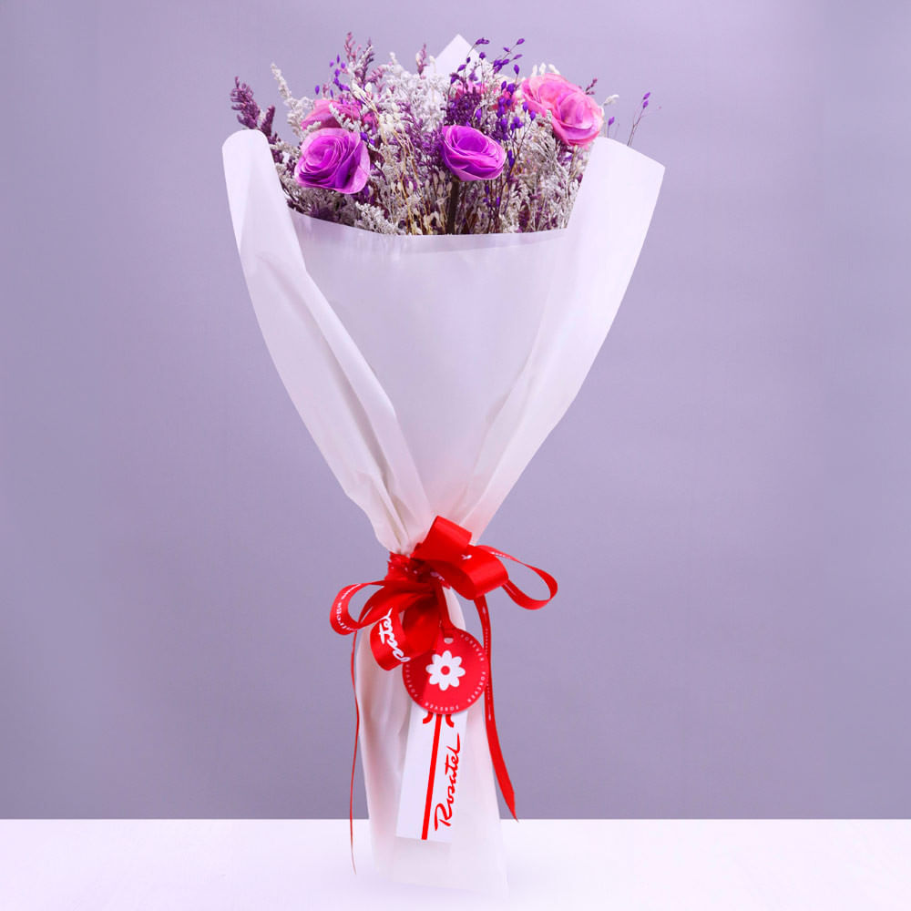 Ramo Lila Rosas Flores Secas