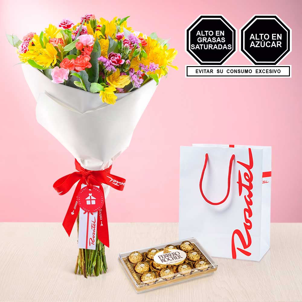 Ramo de Flores y Ferrero Rocher