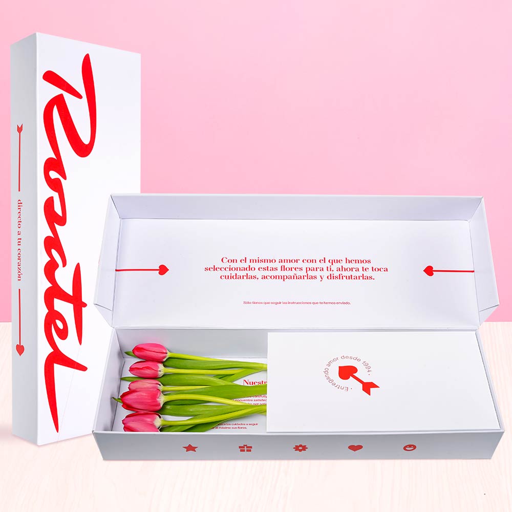 Caja Rosatel con 6 Tulipanes