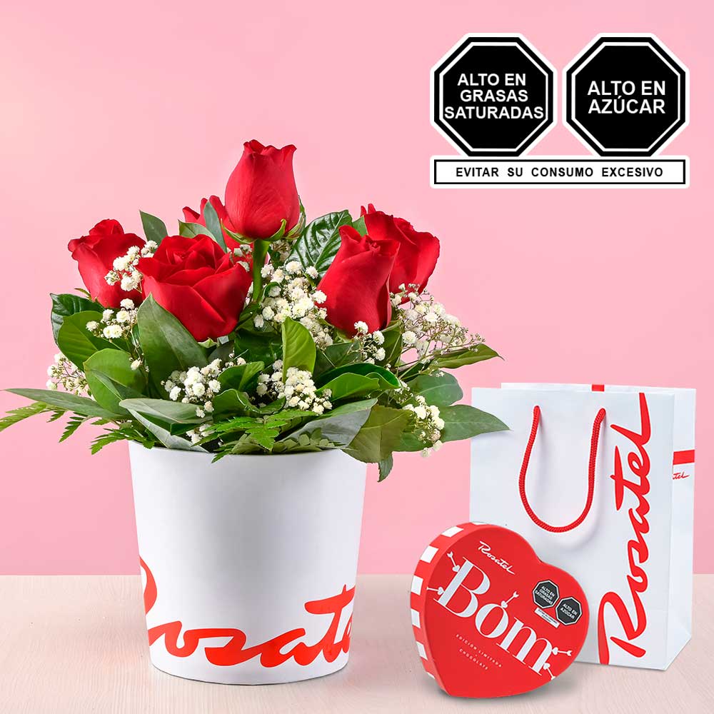Arreglo de Rosas y Chocolates Cacaosuyo