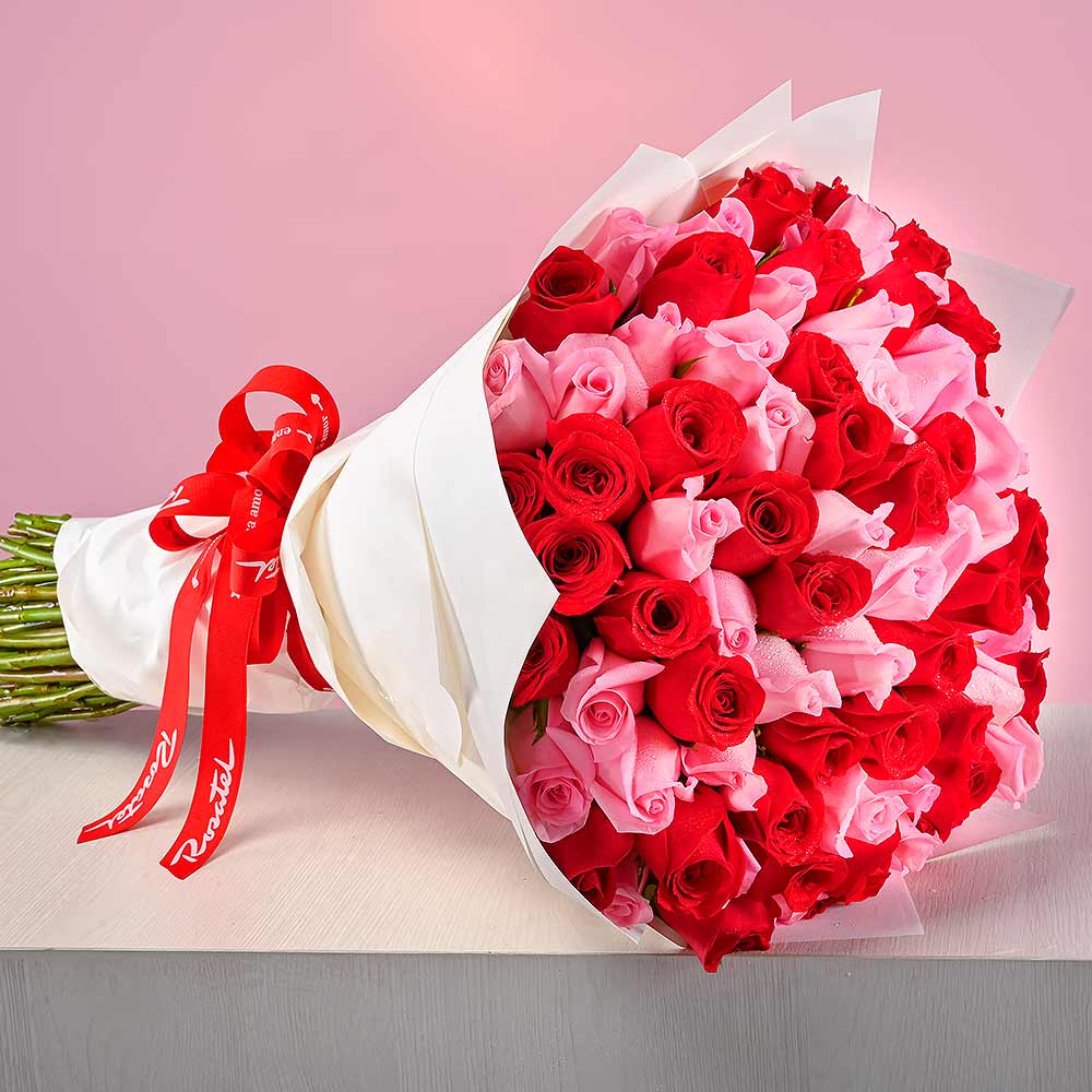 Ramo con 100 Rosas Rojas y Rosadas