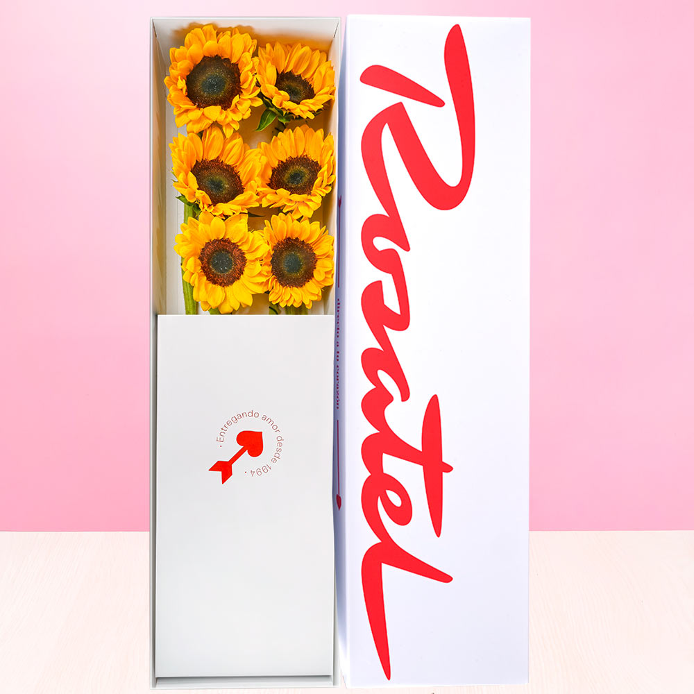 Caja Rosatel con 6 Girasoles