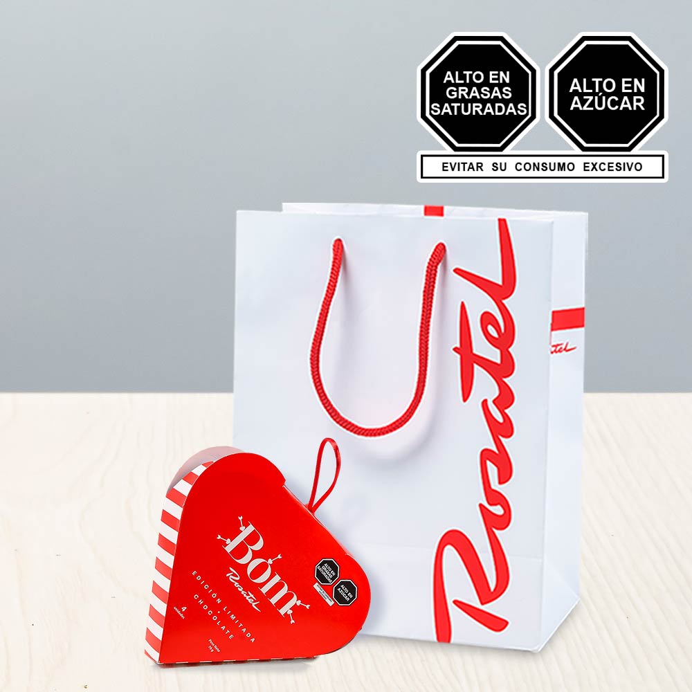 Mini Corazón Bom Rosatel Chocolates 4 Unid.