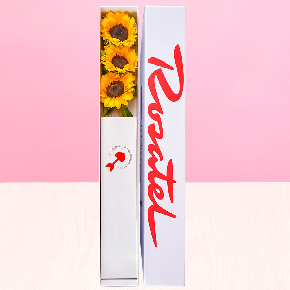 Caja Rosatel con 3 Girasoles