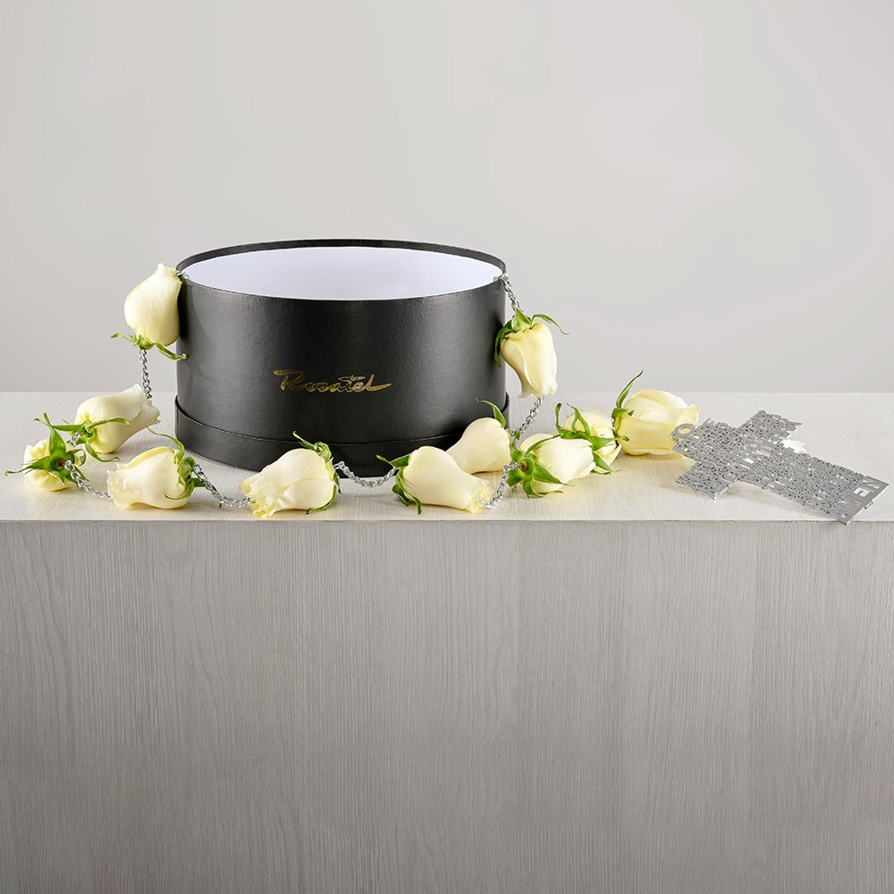 Denario Padre Nuestro con Rosas Cremas