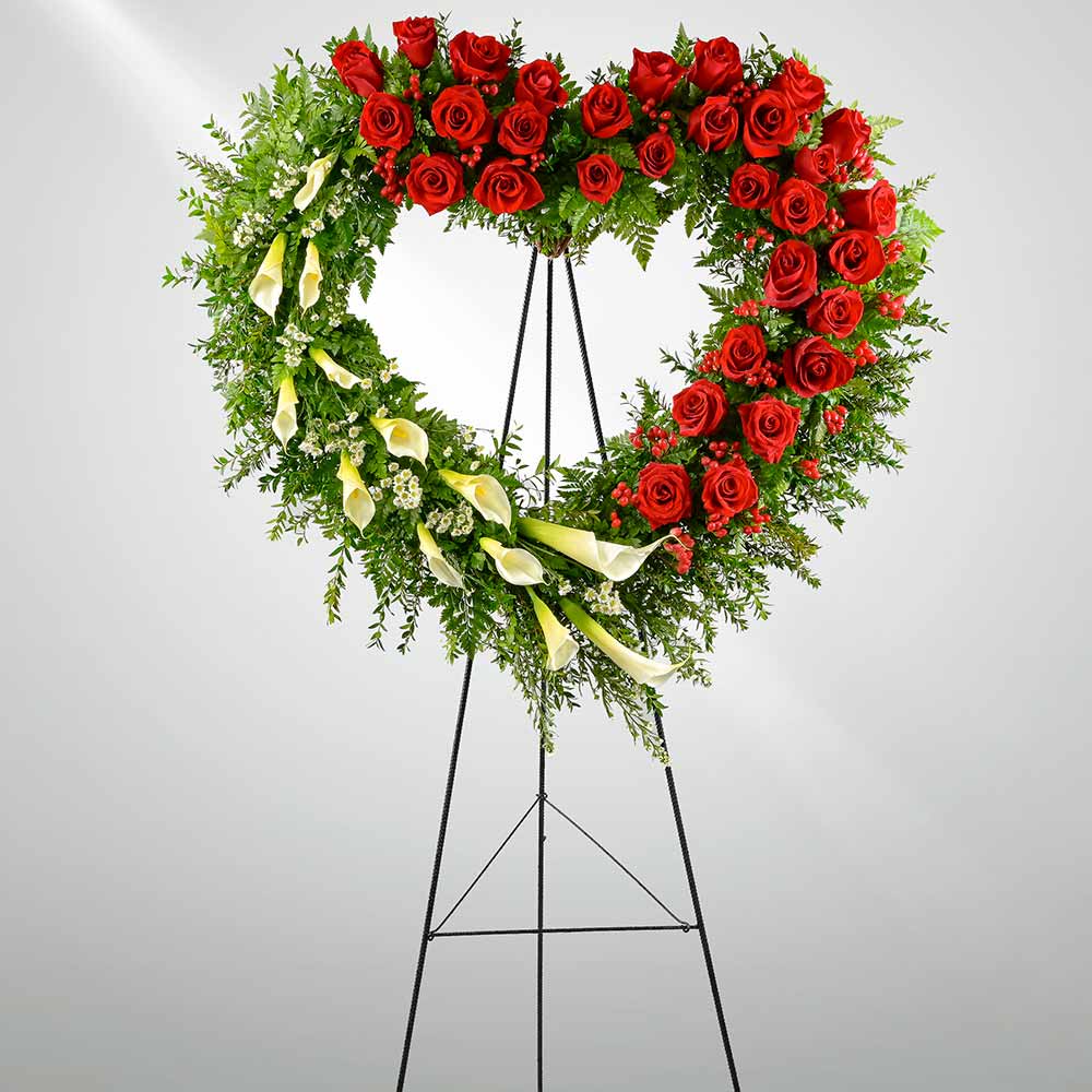 Corona Fúnebre Corazón Rosas y Calas