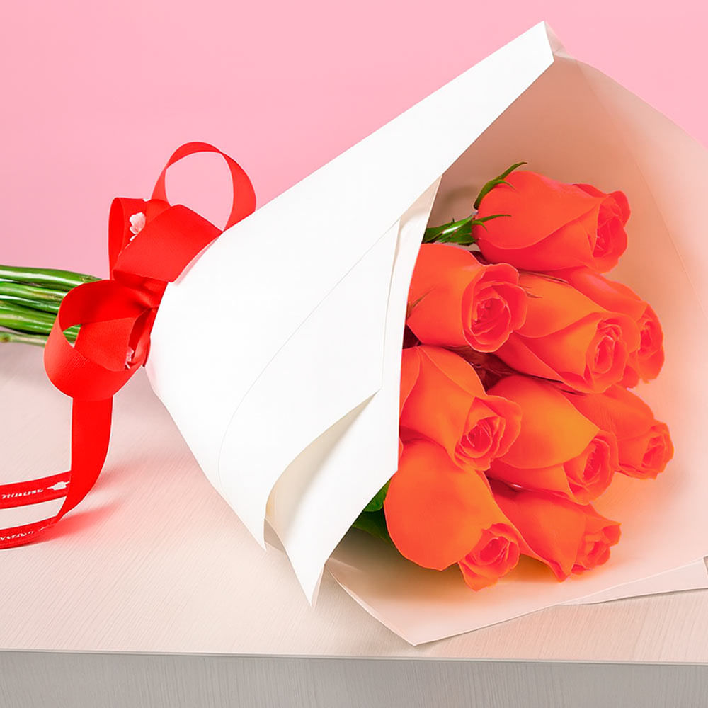 Ramo con 12 Rosas Naranjas