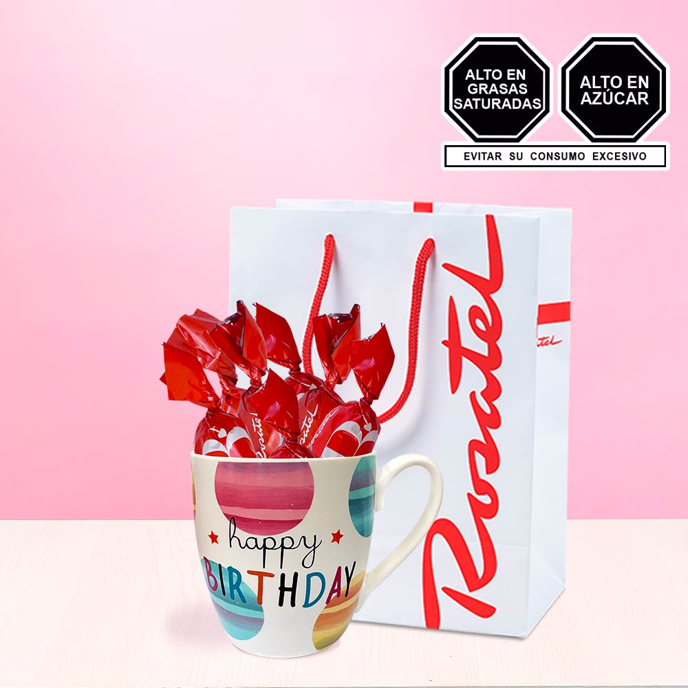 Taza Happy Birthday con Chocolates Cacaosuyo