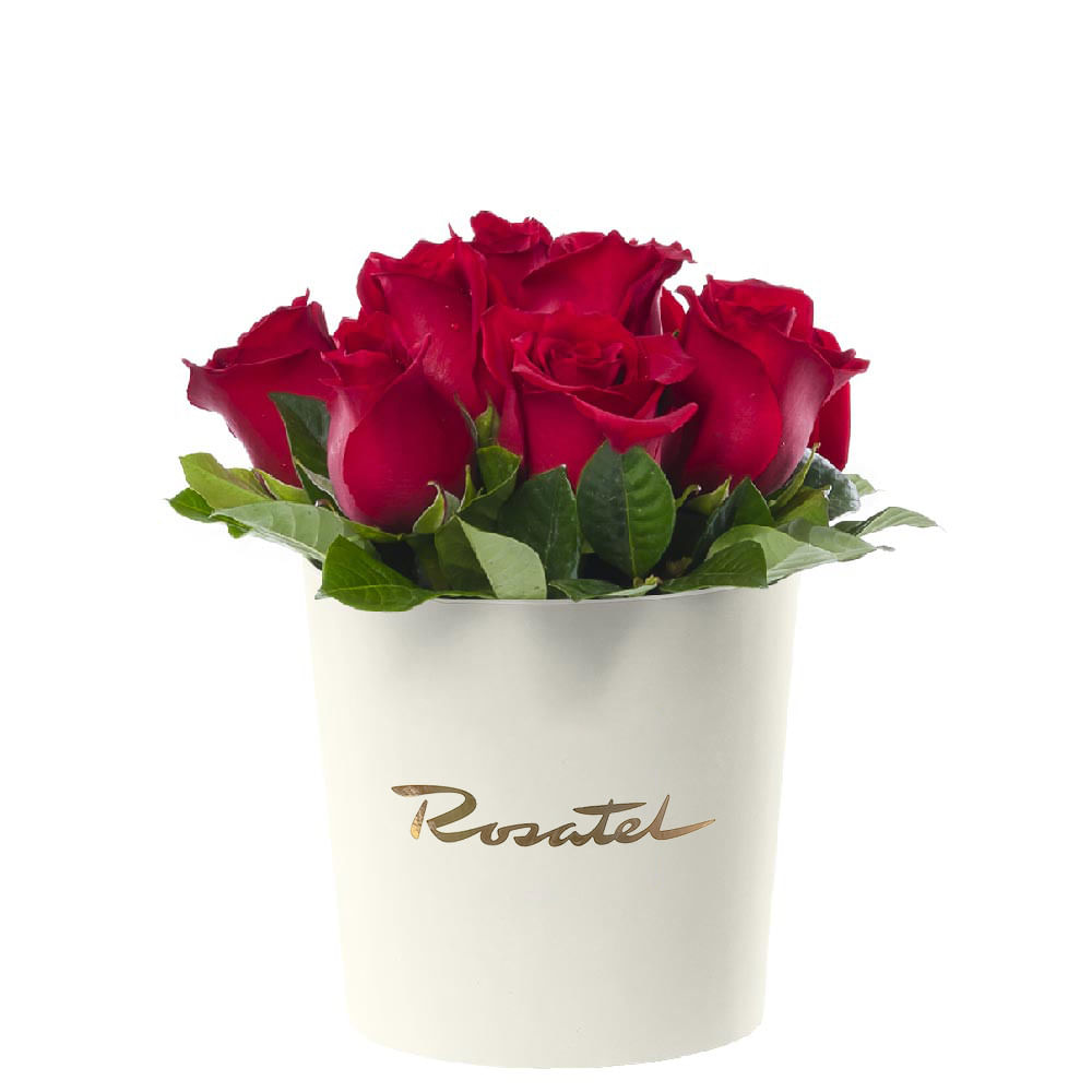 Sombrerera Crema Mediana con 10 Rosas