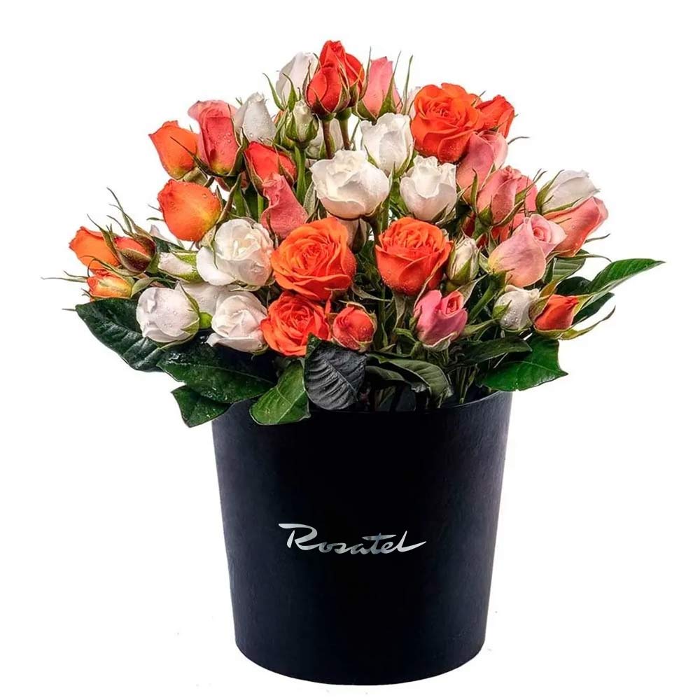 Sombrerera Negra Grande con Mini Rosas