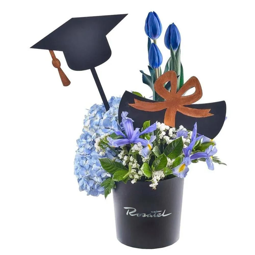 Arreglo de Graduación con Tulipanes Azules