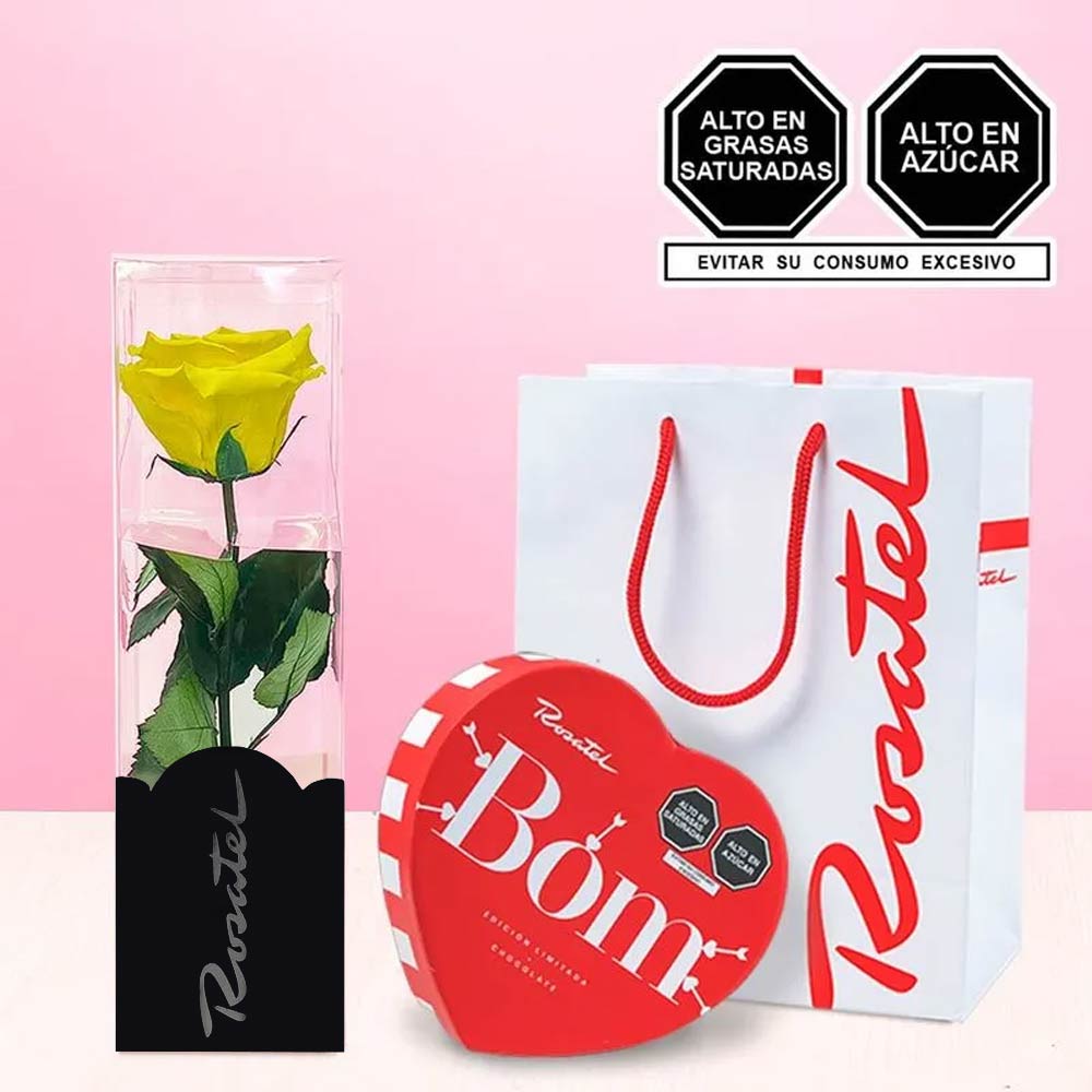 Rosa Amarilla y Chocolates Cacaosuyo