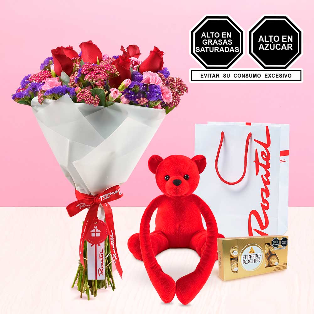 Ramo de Flores Peluche y Chocolates
