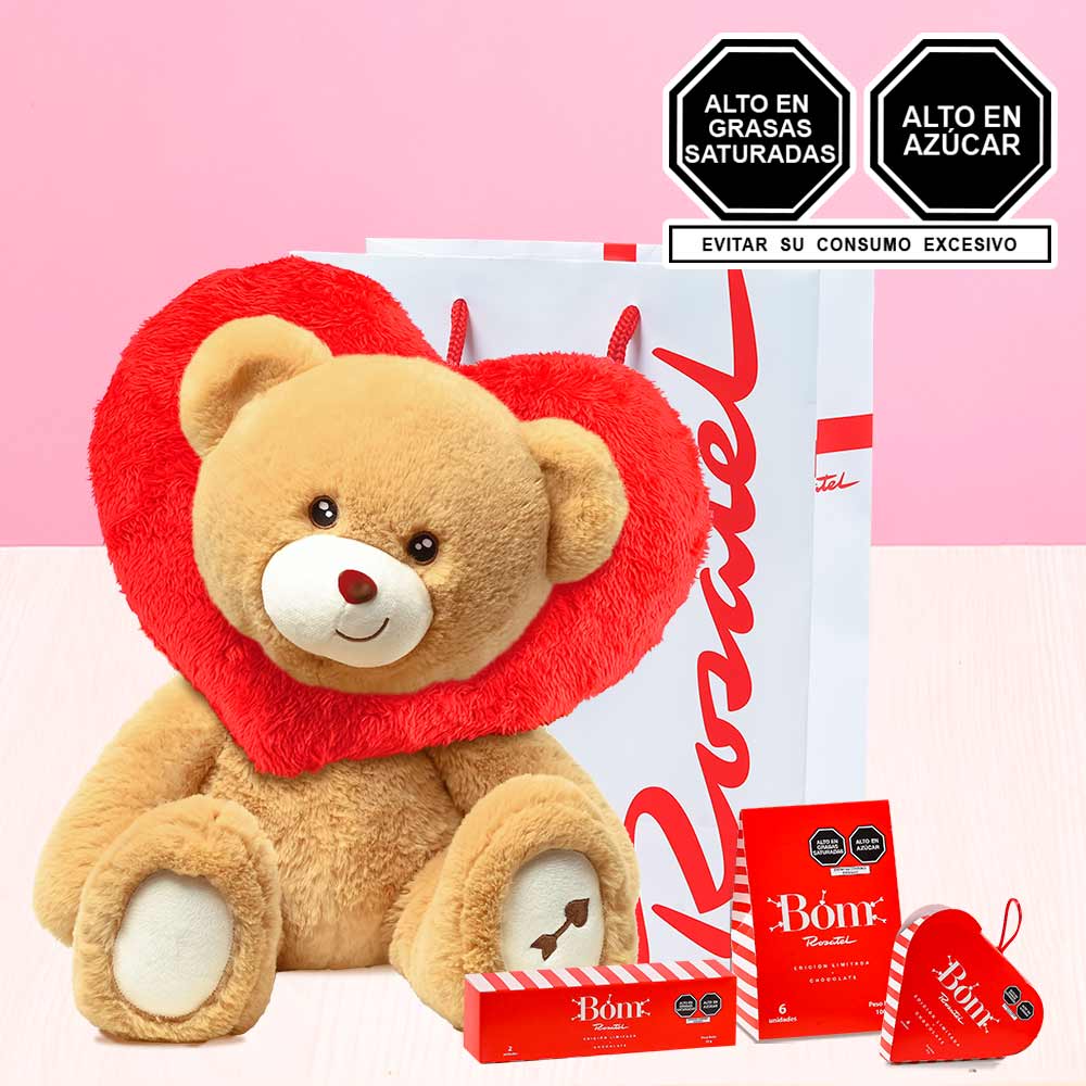 Peluche Hugo Corazón y Chocolates Bom Rosatel