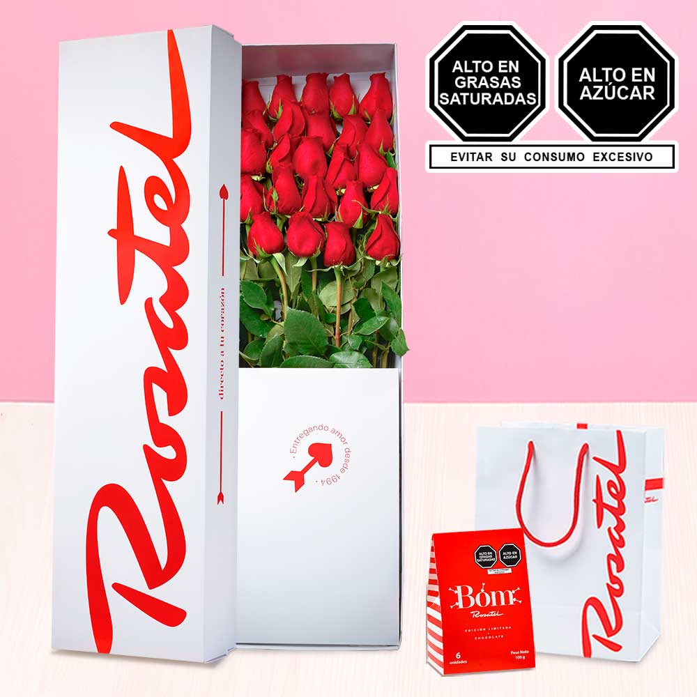 Caja con 24 Rosas y Caja Bag Bom Rosatel