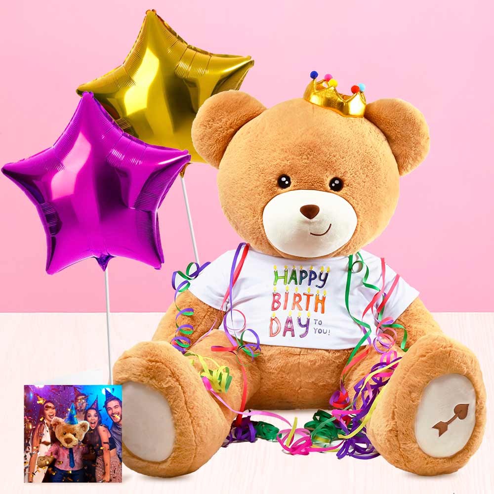 Hugo Gigante Feliz Cumpleaños Globos y Tarjeta