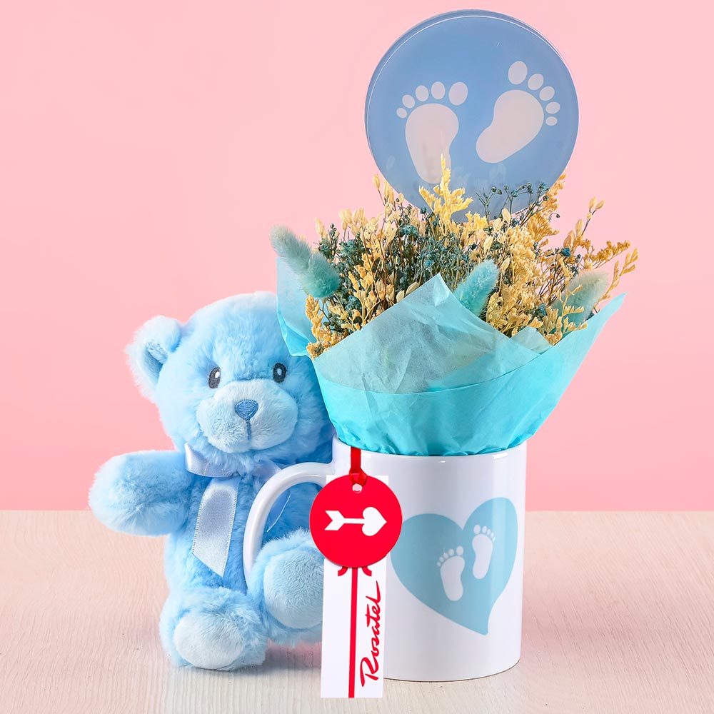 Mini Arreglo de Flores para Bebé Niño