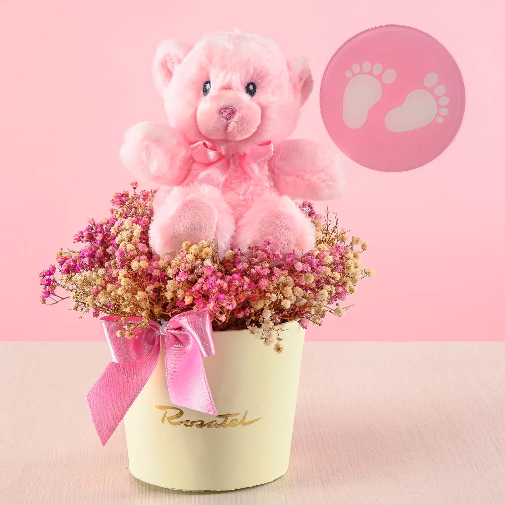 Arreglo Bebé Osito Rosado