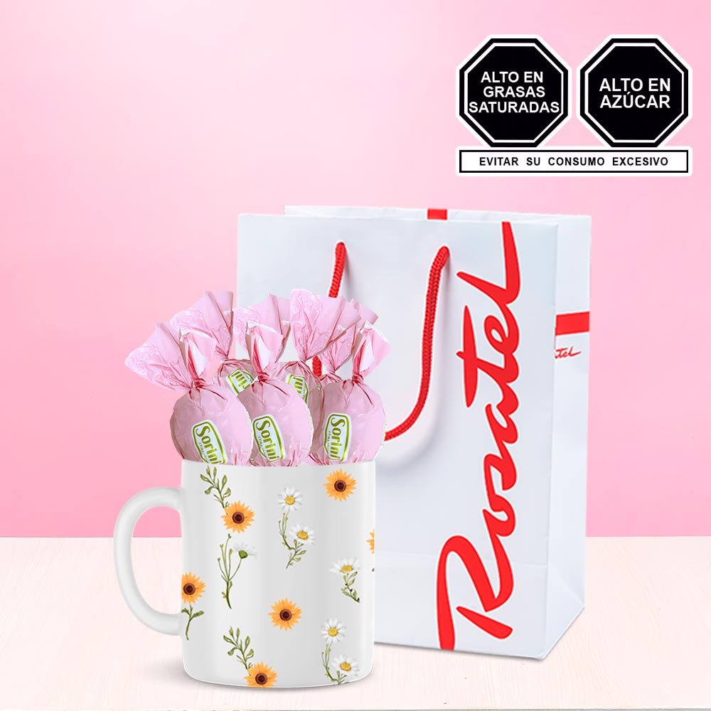 Taza Girasoles con Chocolates Sorini