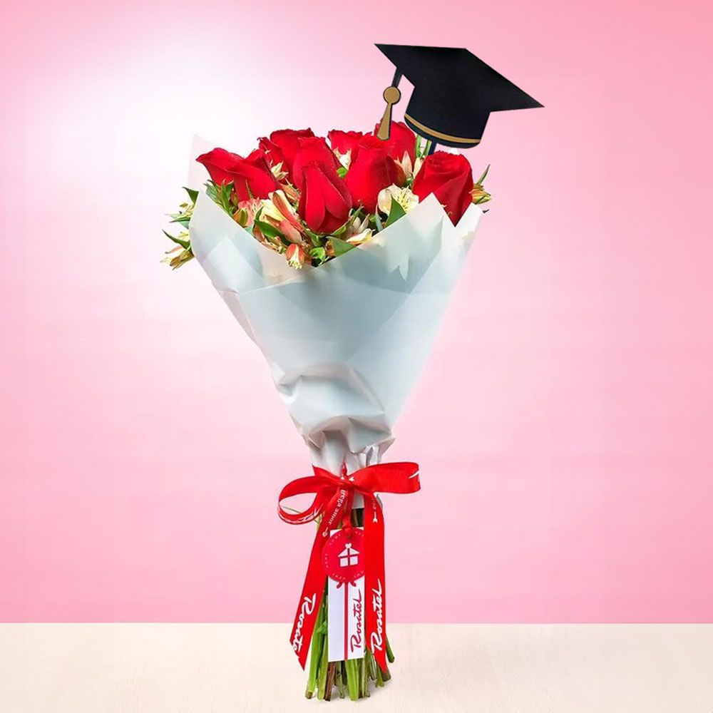 Ramo de Graduación con Rosas Rojas