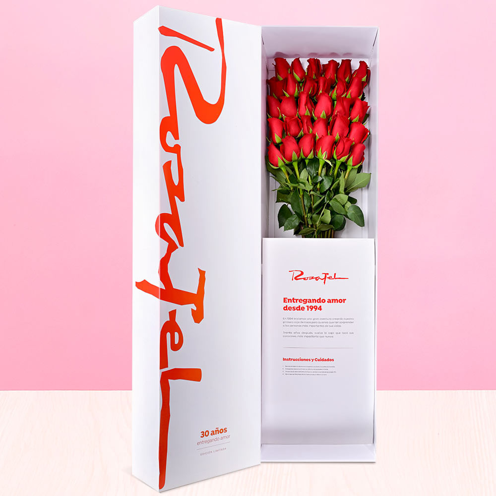 Caja de 1 Metro con 30 Rosas Rojas