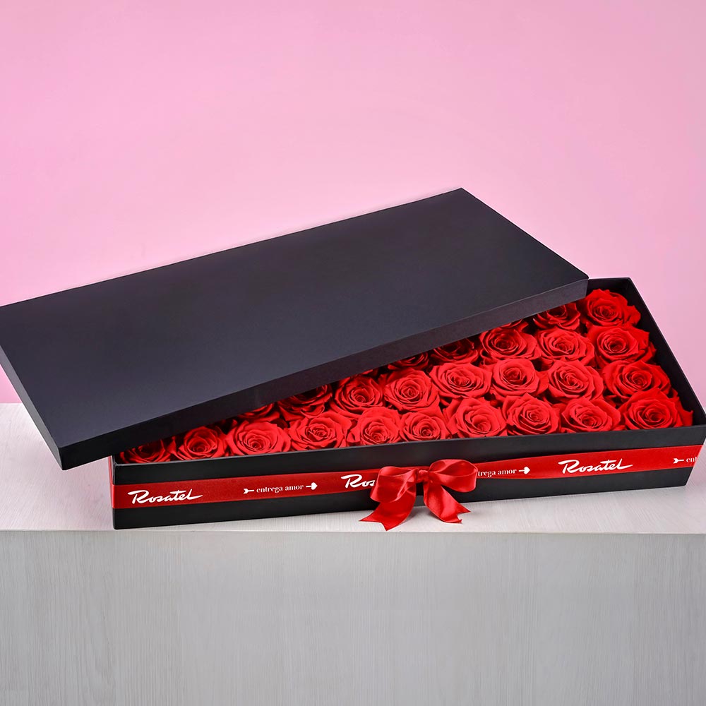 Caja Deluxe Rosatel con 40 Rosas Preservadas