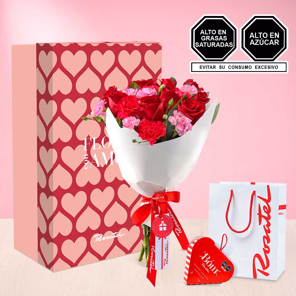 Ramo Rosas Flores y Chocolates Bom