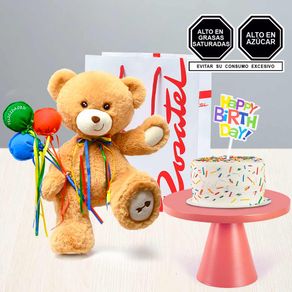 Arreglo de Flores y Mini Torta Happy Birthday