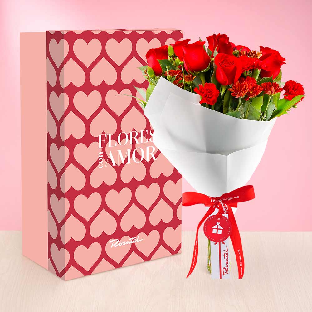 Ramo Rosas y Flores Rojas