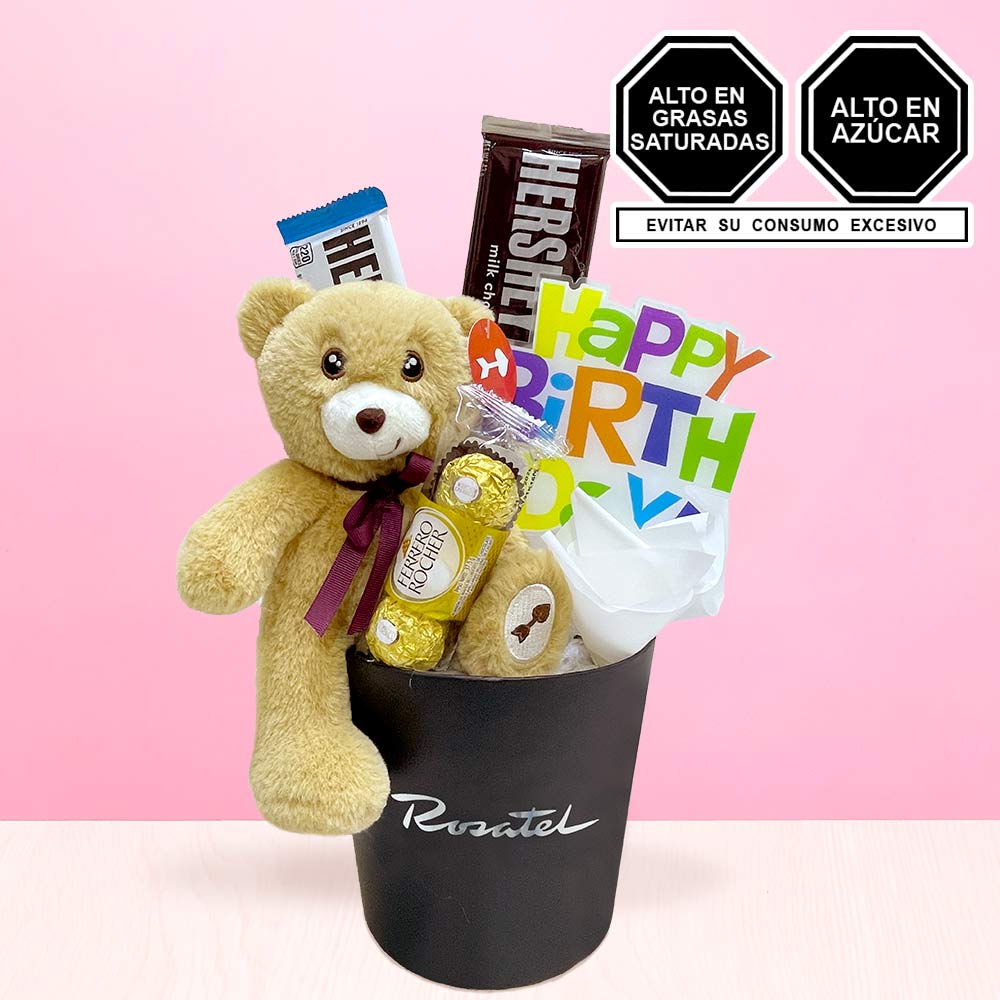 Arreglo Happy Birthday Peluche y Chocolates