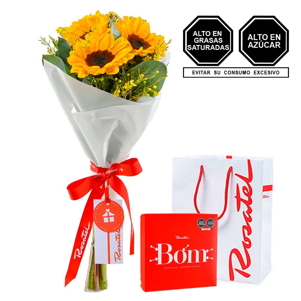 Ramo Pequeño de Girasoles y Chocolates
