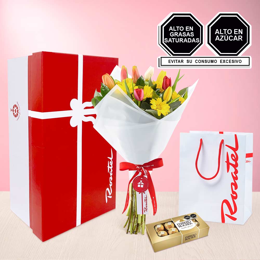 Ramo Tulipanes y Chocolates Ferrero