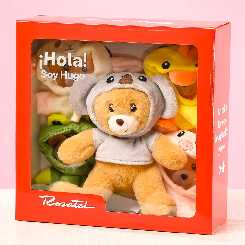 Caja Rosatel con Peluche Hugo y 5 Disfraces