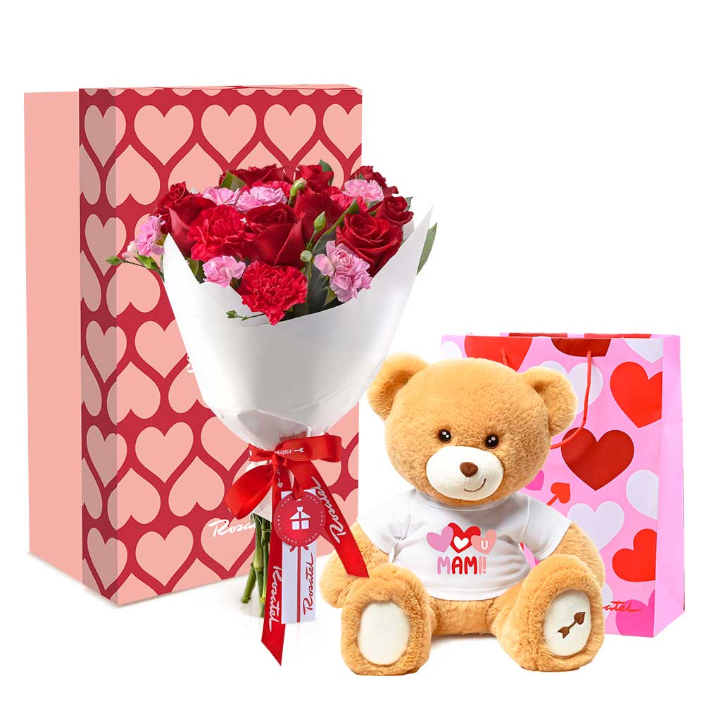 Ramo de Rosas y Hugo I Love You Mami