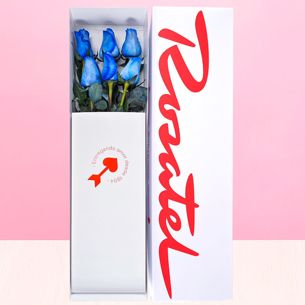 Caja Rosatel con 6 Rosas Azules