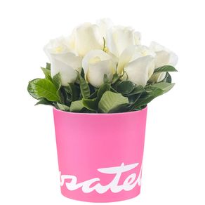 Sombrerera Rosada Mediana con 10 Rosas