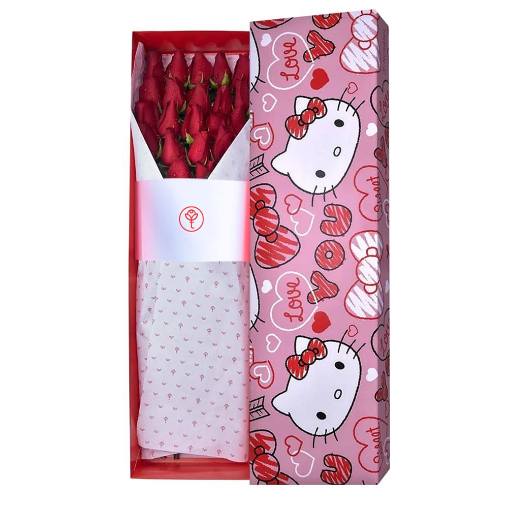 Caja Corazones Hello Kitty 24 Rosas